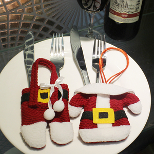 10*8cm Christmas table decorations fork and knife cover wine bottle cover