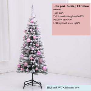 1.2m-2.4m flocking Christmas tree with pink color decorations